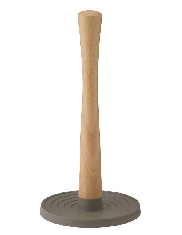 Roll-It Küchenrollenhalter von Stelton in Grau mit Holzstab, Küchenhelfer für die Küche.